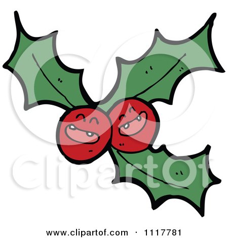 Cartoon Xmas Holly And Berries 9 - Royalty Free Vector Clipart by lineartestpilot