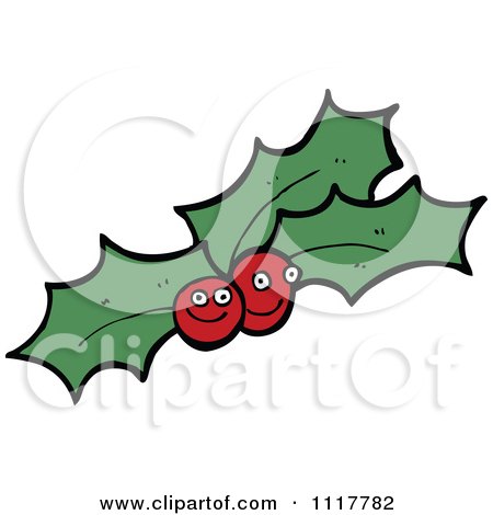 Cartoon Xmas Holly And Berries 10 - Royalty Free Vector Clipart by lineartestpilot