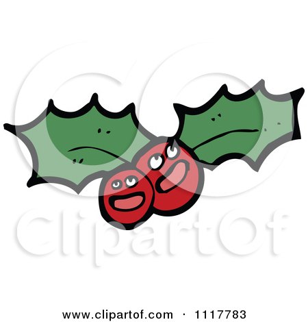 Cartoon Xmas Holly And Berries 11 - Royalty Free Vector Clipart by lineartestpilot