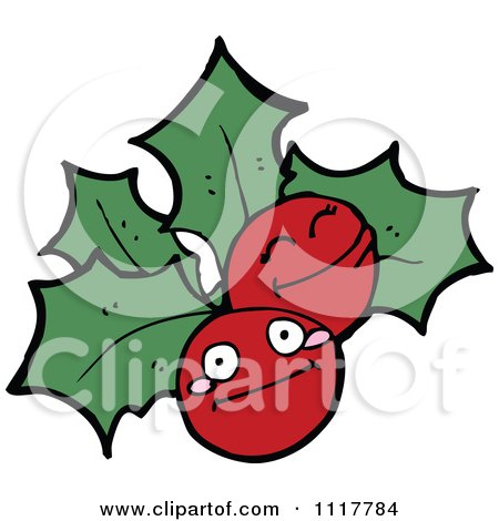 Cartoon Xmas Holly And Berries 12 - Royalty Free Vector Clipart by lineartestpilot