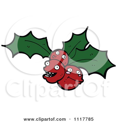 Cartoon Xmas Holly And Berries 13 - Royalty Free Vector Clipart by lineartestpilot