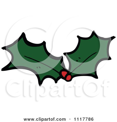 Cartoon Xmas Holly And Berries 14 - Royalty Free Vector Clipart by lineartestpilot
