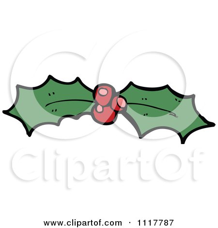 Cartoon Xmas Holly And Berries 15 - Royalty Free Vector Clipart by lineartestpilot