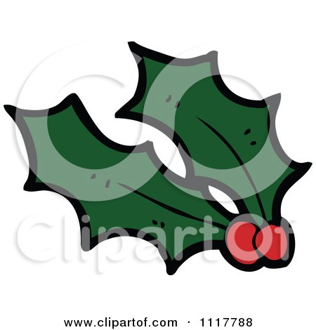 Cartoon Xmas Holly And Berries 16 - Royalty Free Vector Clipart by lineartestpilot