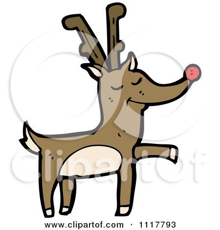 Cartoon Red Nosed Christmas Reindeer 6 - Royalty Free Vector Clipart by lineartestpilot