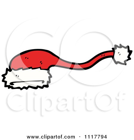 Cartoon Red Xmas Santa Hat 1 - Royalty Free Vector Clipart by lineartestpilot