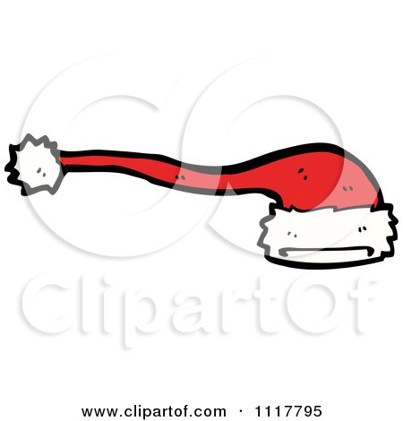 Cartoon Red Xmas Santa Hat 3 - Royalty Free Vector Clipart by lineartestpilot