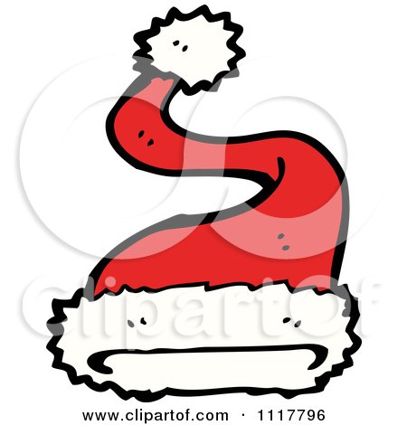 Cartoon Red Xmas Santa Hat 4 - Royalty Free Vector Clipart by lineartestpilot
