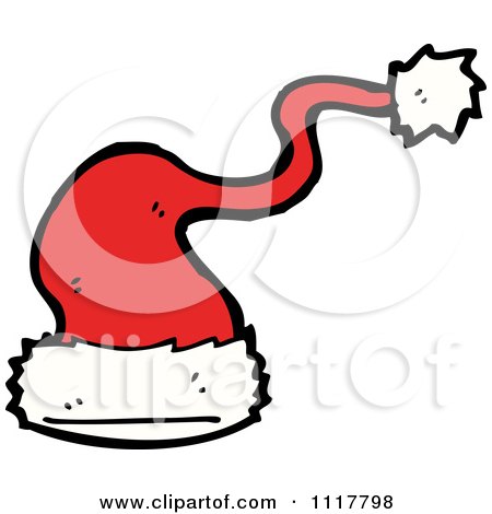 Cartoon Red Xmas Santa Hat 6 - Royalty Free Vector Clipart by lineartestpilot