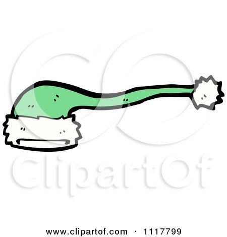 Cartoon Green Xmas Santa Hat 1 - Royalty Free Vector Clipart by lineartestpilot