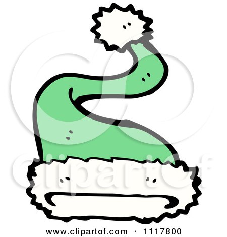 Cartoon Green Xmas Santa Hat 2 - Royalty Free Vector Clipart by lineartestpilot