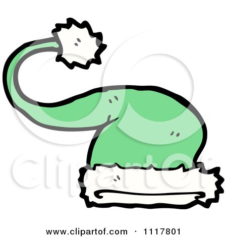 Cartoon Green Xmas Santa Hat 3 - Royalty Free Vector Clipart by lineartestpilot