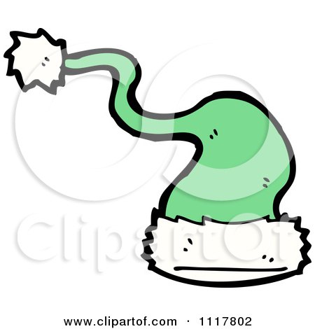 Cartoon Green Xmas Santa Hat 4 - Royalty Free Vector Clipart by lineartestpilot
