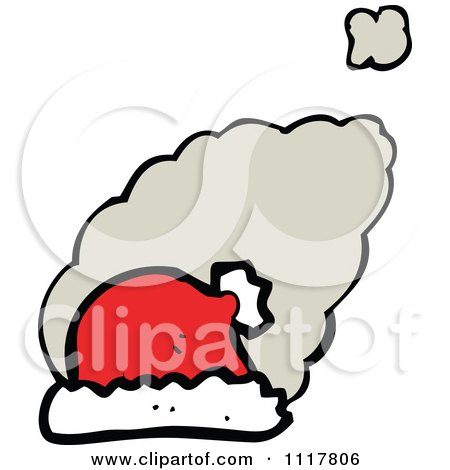 Cartoon Red Xmas Santa Hat Smoking 1 - Royalty Free Vector Clipart by lineartestpilot