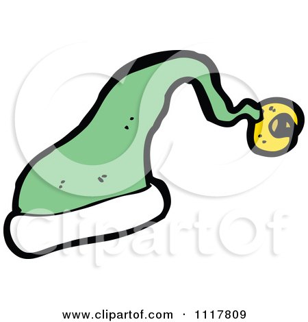 Cartoon Green Xmas Santa Hat 7 - Royalty Free Vector Clipart by lineartestpilot
