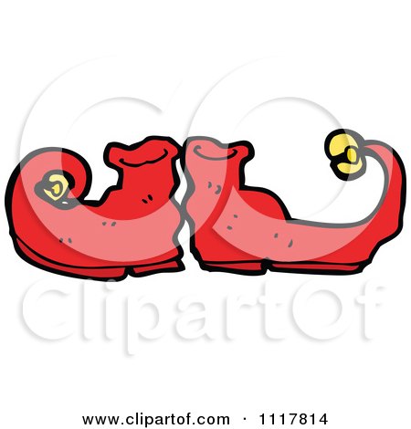 Cartoon Red Xmas Elf Shoes 3 - Royalty Free Vector Clipart by lineartestpilot