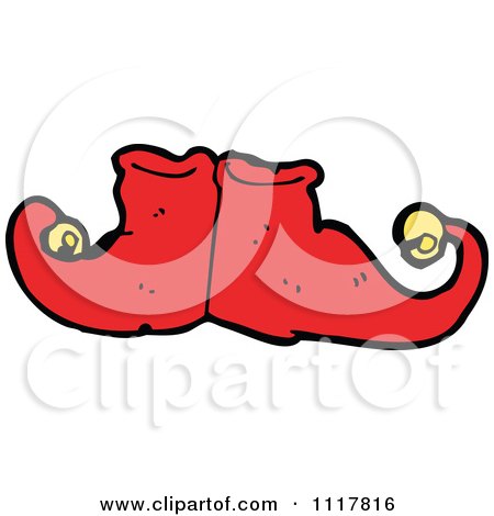 Cartoon Red Xmas Elf Shoes 4 - Royalty Free Vector Clipart by lineartestpilot