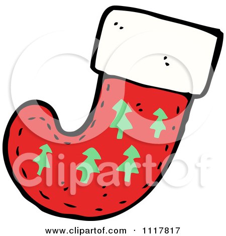 Cartoon Red Xmas Stocking 1 - Royalty Free Vector Clipart by lineartestpilot