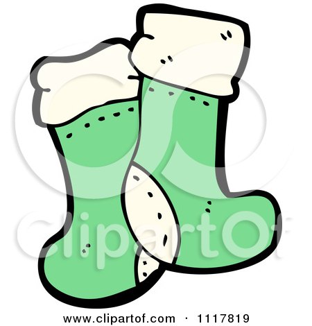 Cartoon Green Xmas Stockings - Royalty Free Vector Clipart by lineartestpilot