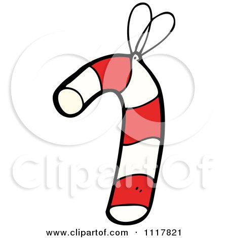 Cartoon Xmas Candy Cane Ornament 1 - Royalty Free Vector Clipart by lineartestpilot