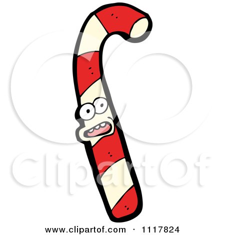 Cartoon Xmas Candy Cane Character - Royalty Free Vector Clipart by lineartestpilot