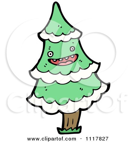 Cartoon Green Christmas Tree Character 6 - Royalty Free Vector Clipart by lineartestpilot