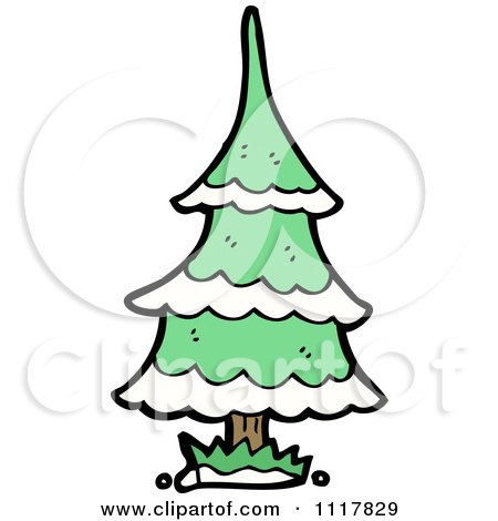 Cartoon Green Xmas Tree 3 - Royalty Free Vector Clipart by lineartestpilot