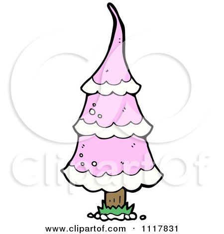 Cartoon Pink Xmas Tree 1 - Royalty Free Vector Clipart by lineartestpilot