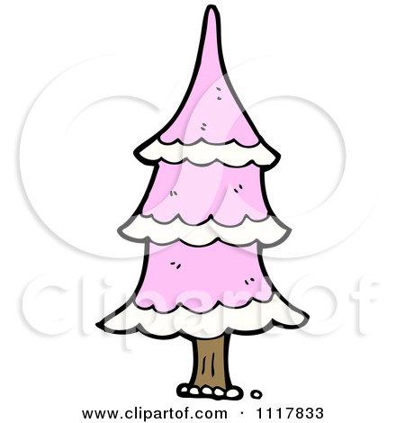 Cartoon Pink Xmas Tree 2 - Royalty Free Vector Clipart by lineartestpilot