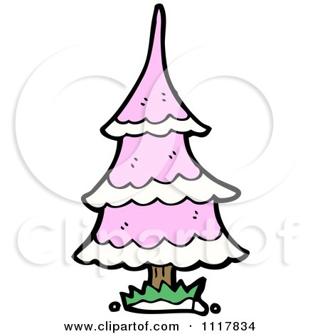 Cartoon Pink Xmas Tree 3 - Royalty Free Vector Clipart by lineartestpilot