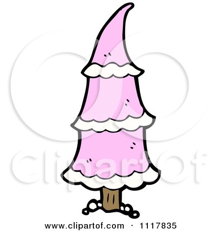 Cartoon Pink Xmas Tree 4 - Royalty Free Vector Clipart by lineartestpilot