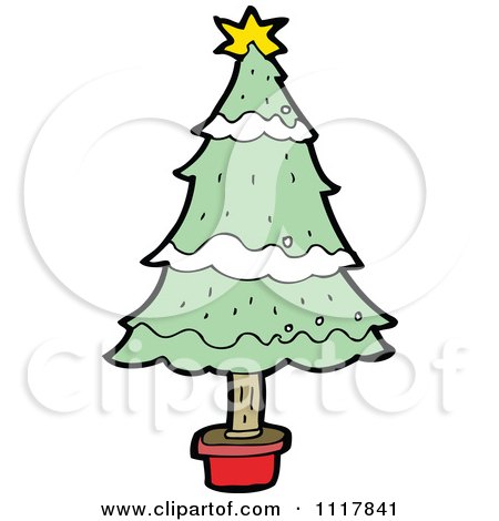 Cartoon Green Xmas Tree 5 - Royalty Free Vector Clipart by lineartestpilot