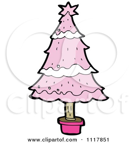 Cartoon Pink Xmas Tree 5 - Royalty Free Vector Clipart by lineartestpilot