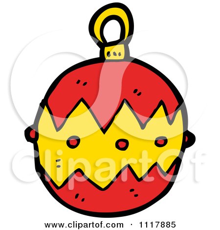 Cartoon Red Xmas Bauble 5 - Royalty Free Vector Clipart by lineartestpilot