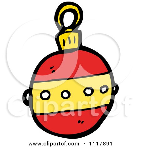 Cartoon Red Xmas Bauble 10 - Royalty Free Vector Clipart by lineartestpilot