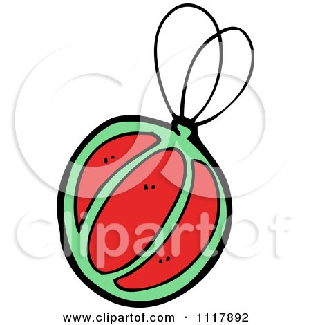 Cartoon Red And Green Xmas Bauble 1 - Royalty Free Vector Clipart by lineartestpilot