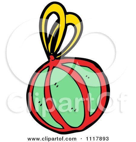 Cartoon Red And Green Xmas Bauble 2 - Royalty Free Vector Clipart by lineartestpilot