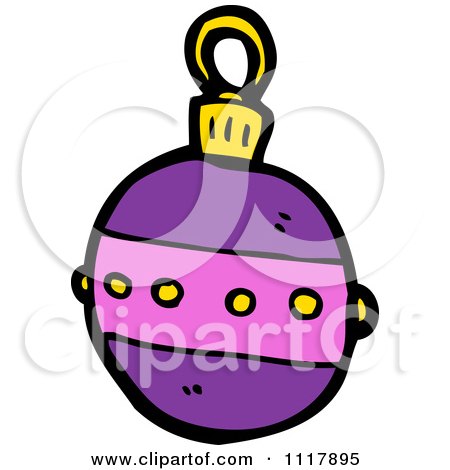 Cartoon Purple Xmas Bauble 1 - Royalty Free Vector Clipart by lineartestpilot