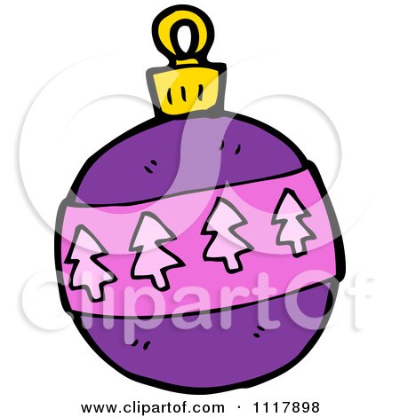Cartoon Purple Xmas Bauble 4 - Royalty Free Vector Clipart by lineartestpilot