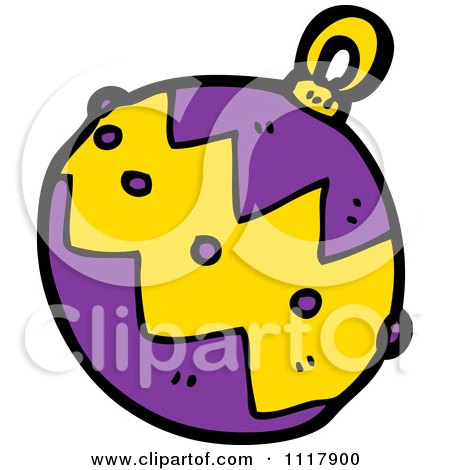 Cartoon Purple Xmas Bauble 6 - Royalty Free Vector Clipart by lineartestpilot