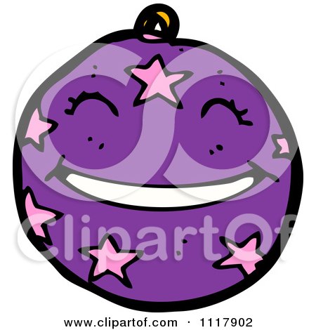 Cartoon Purple Xmas Bauble 8 - Royalty Free Vector Clipart by lineartestpilot