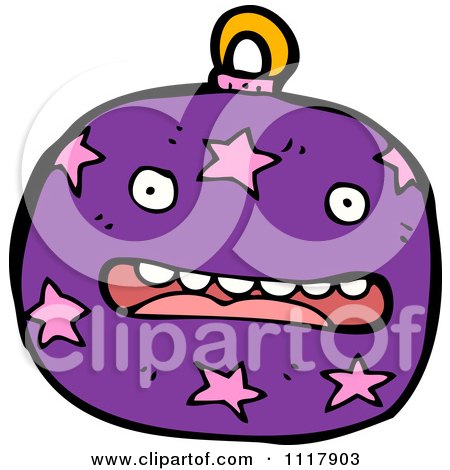 Cartoon Purple Xmas Bauble 9 - Royalty Free Vector Clipart by lineartestpilot