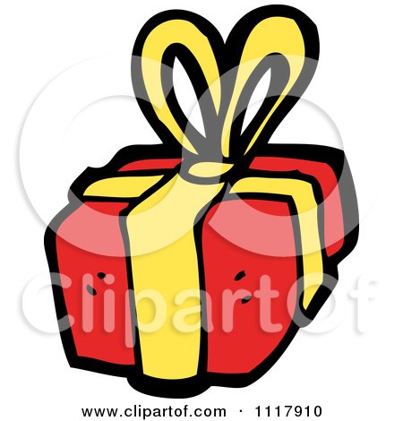 Cartoon Xmas Gift Box Present 3 - Royalty Free Vector Clipart by lineartestpilot