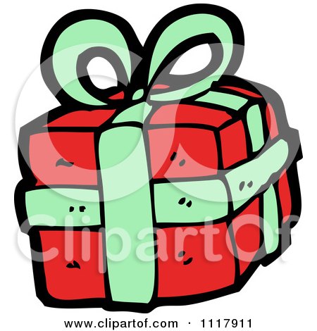 Cartoon Xmas Gift Box Present 4 - Royalty Free Vector Clipart by lineartestpilot