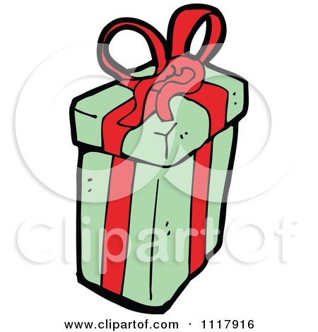 Cartoon Xmas Gift Box Present 8 - Royalty Free Vector Clipart by lineartestpilot