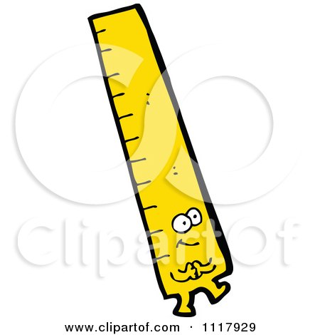 School Cartoon Yellow Measurement Ruler Character 2 - Royalty Free Vector Clipart by lineartestpilot