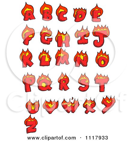 Clipart Red Flaming Capital Letters - Royalty Free Vector Illustration by lineartestpilot