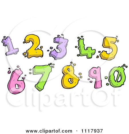 Clipart Of Colorful Liquid Numbers - Royalty Free Vector Illustration by lineartestpilot