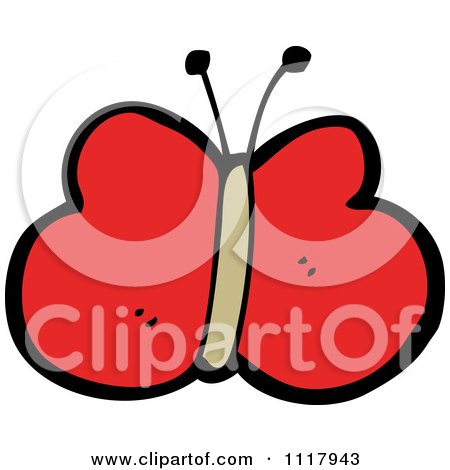Cartoon Of A Red Butterfly 4 - Royalty Free Vector Clipart by lineartestpilot