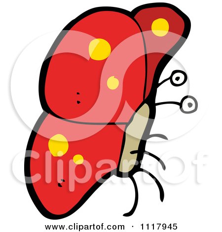 Cartoon Of A Red Butterfly 5 - Royalty Free Vector Clipart by lineartestpilot